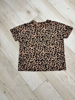 aerie Leopard Print Short Sleeve Tee in Tan and Black